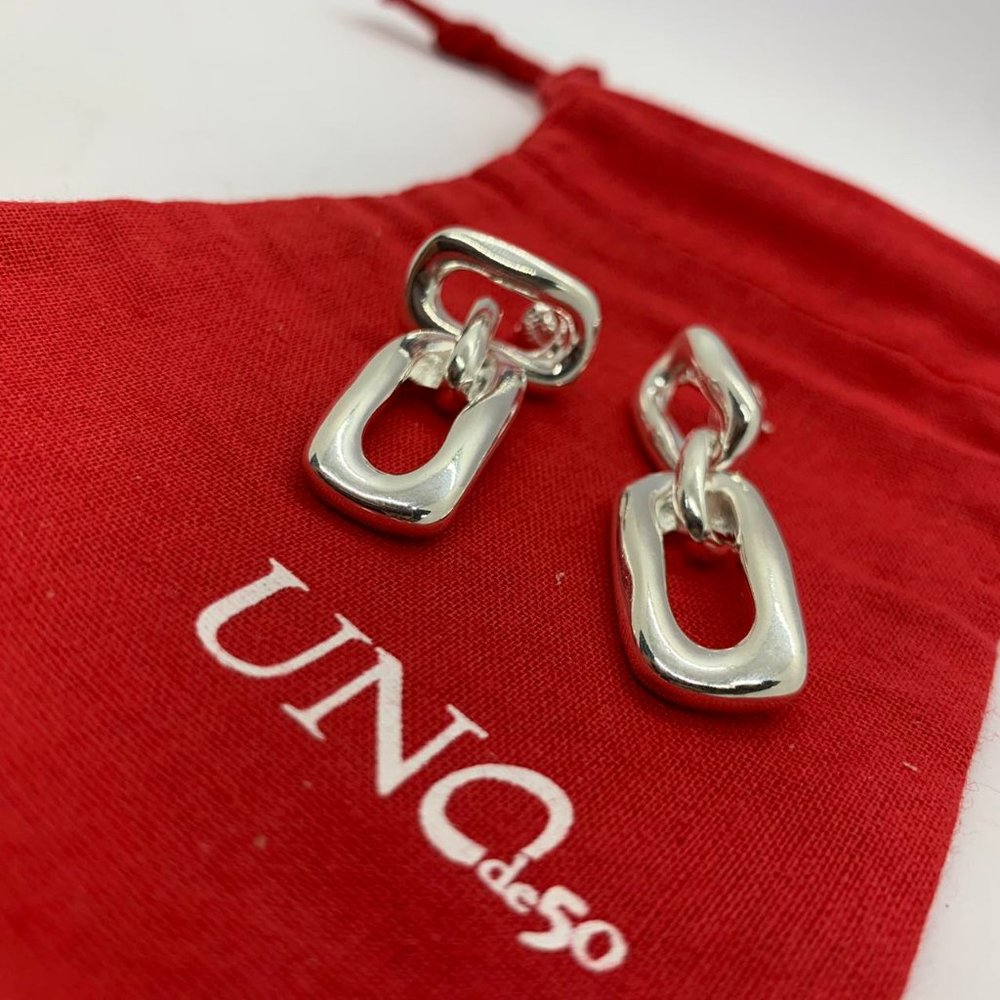 UNO de 50 Earrings DATE EARRINGS Silver Hoop Earrings Niche Jewelry Gift - Picture 2 of 9